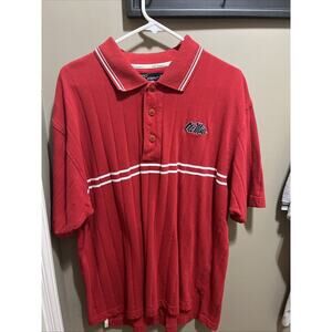 Vintage Ole Miss Rebels Polo Shirt Mens Extra Large Red Pro Celebrity MS 100% C